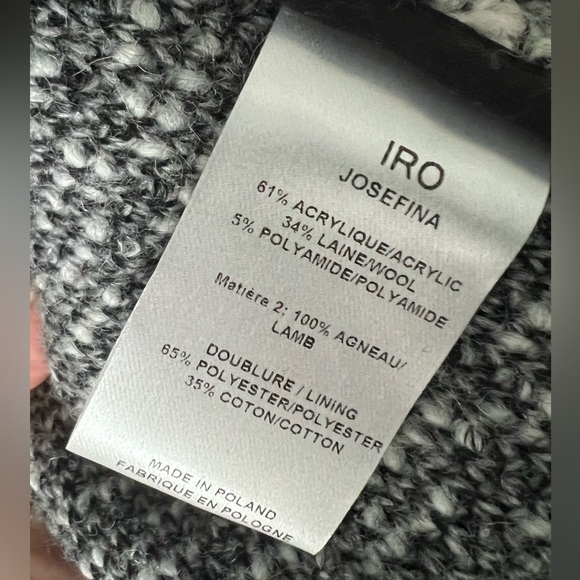 IRO josefina Black and White wool blend high Neck knitted jacket - Picture 9 of 9